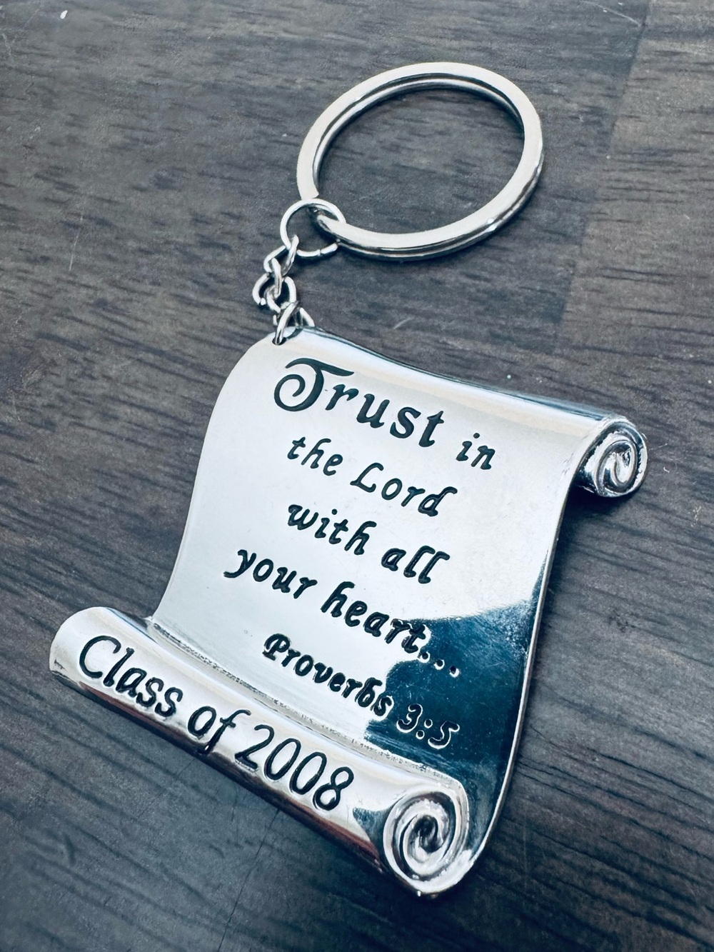 Proverbs Graduation Diploma Silver Class of 2008 Keychain